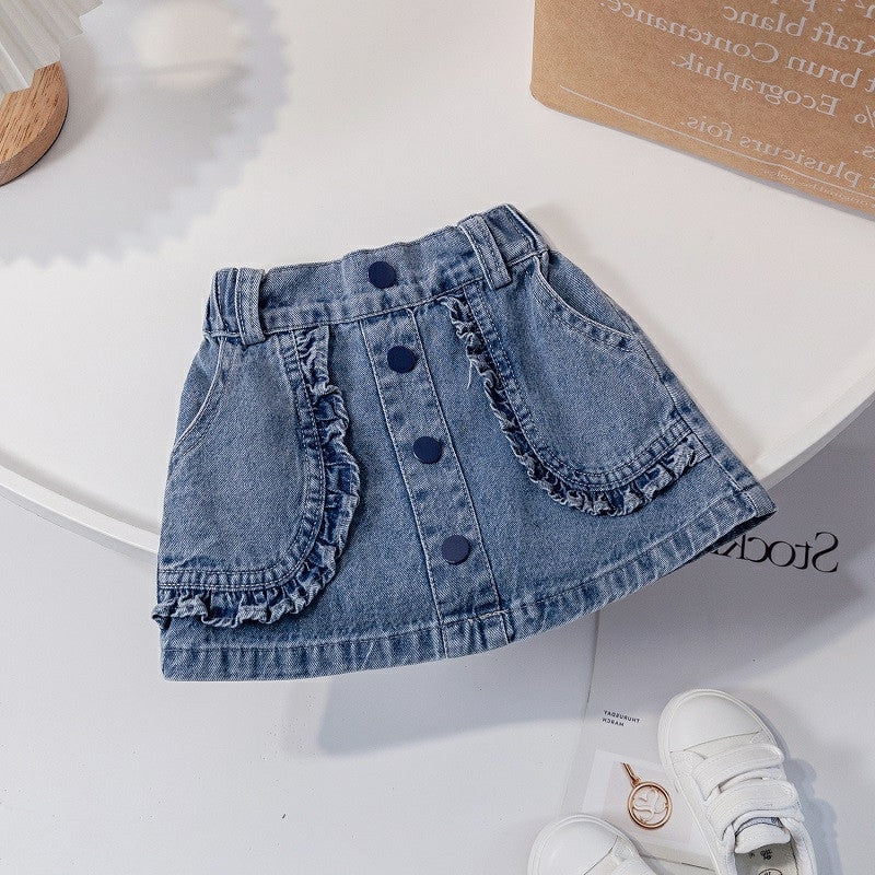 Summer Girls’ Ruffled Denim Skirt - RAC26JP5458BATDAS