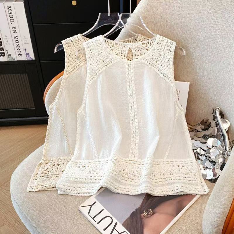 Youthful Hollow-Out Sleeveless Vest Top for Women – Casual Versatile Summer Layering Tank