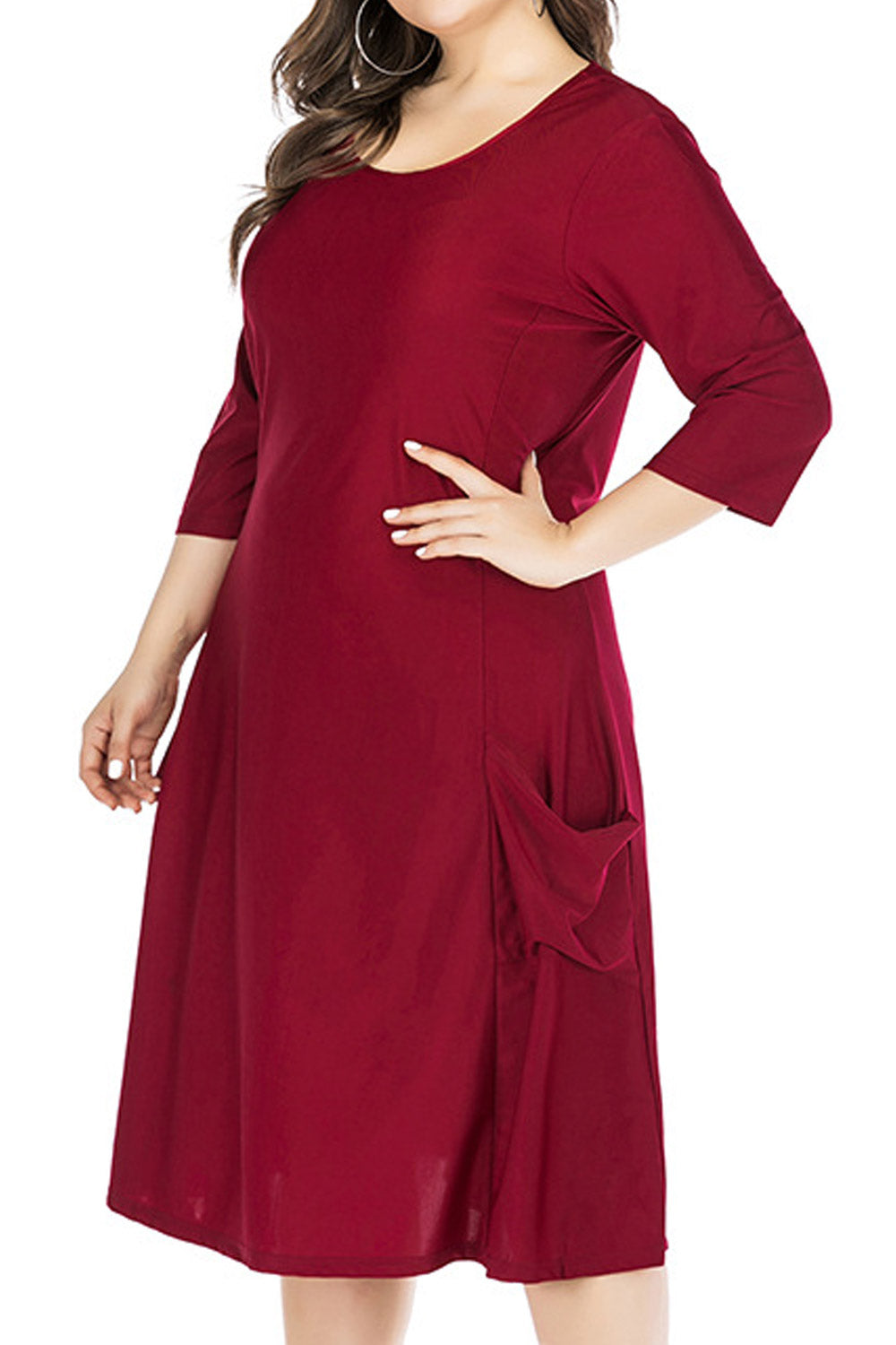 Women Plus Round Neck loose waist knitted pullover Party Dress