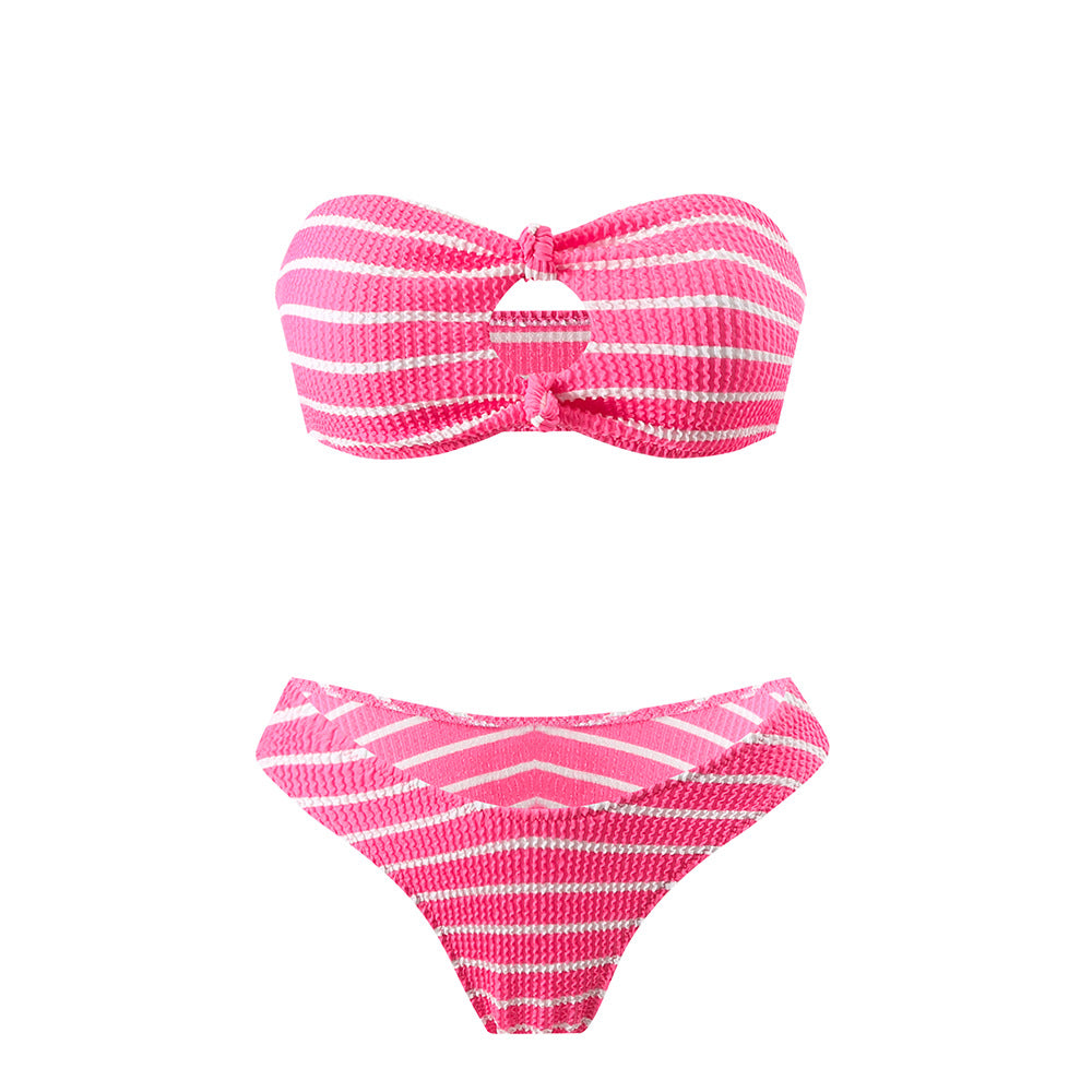 Striped Tube Top Bikini Swimsuit for Women - Two Piece Beach Swim Set