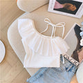 Girls’ Summer Camisole Vest – Irregular Shoulder Ruffle Short Top for Kids - RAC26JP5493BATT