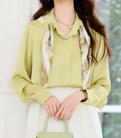 Women's Polo Collar Long-Sleeved Shirt - Classic Lightweight Summer Top