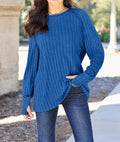 Basic Bae Full Size Ribbed Round Neck Long Sleeve Knit Top Sweater
