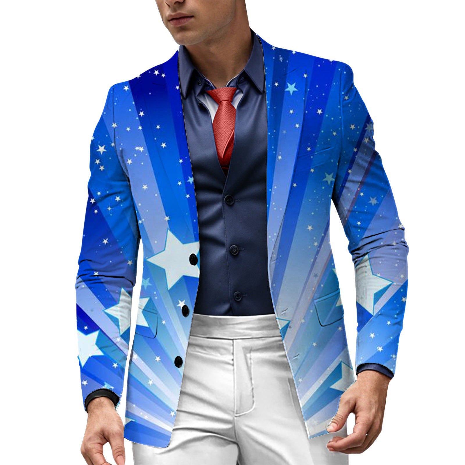 Men’s 3D Printed US Flag Casual Suit Set
