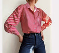 Women's Summer Loose Casual Striped Long-Sleeve Shirt