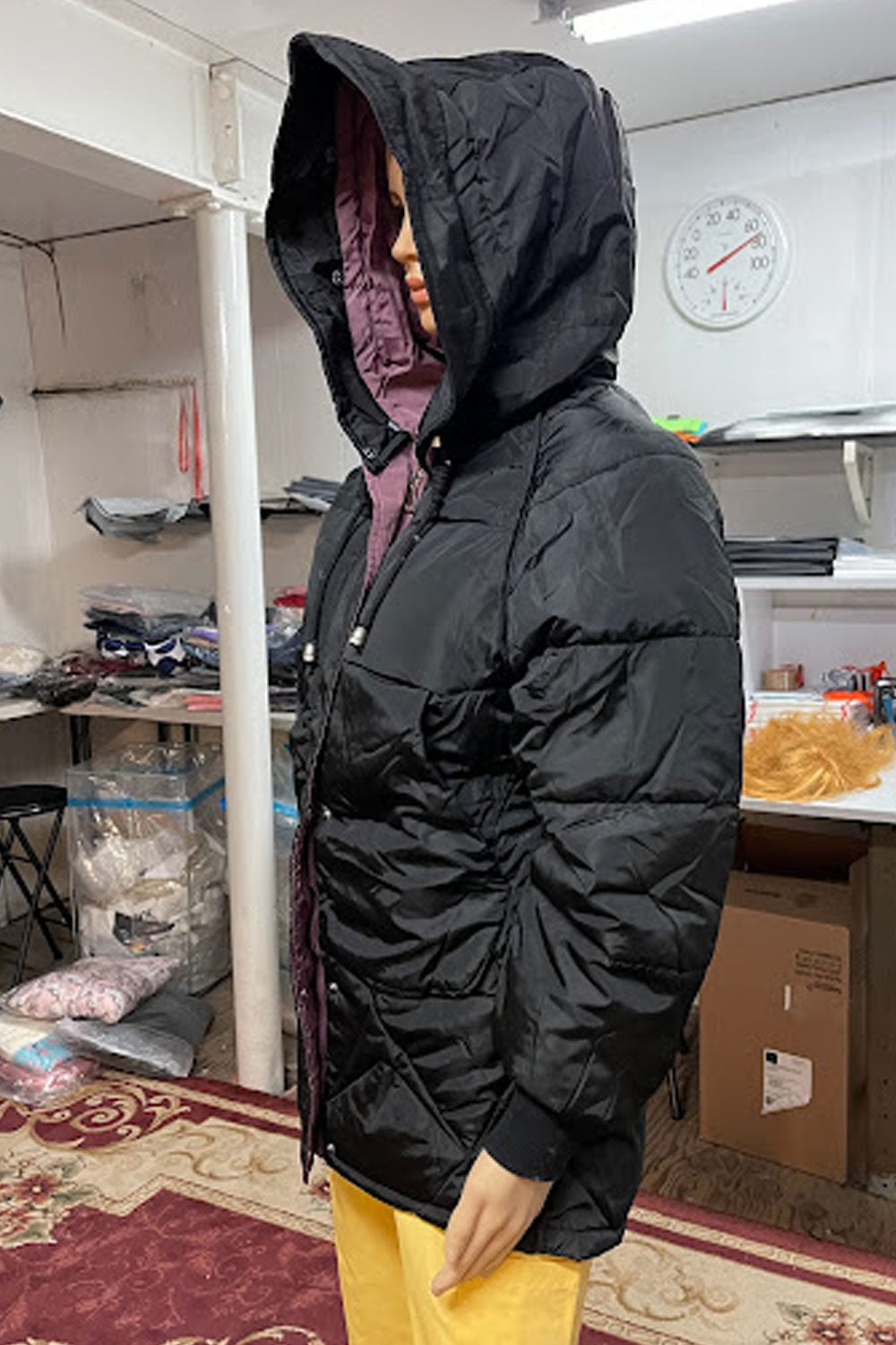 Women Winter Comfortable Drawstring Hooded Ribbed Cuff Superb Warm Padded Jacket
