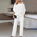 Off-Shoulder Irregular Hem Elegant Women's Two-Piece Party Set