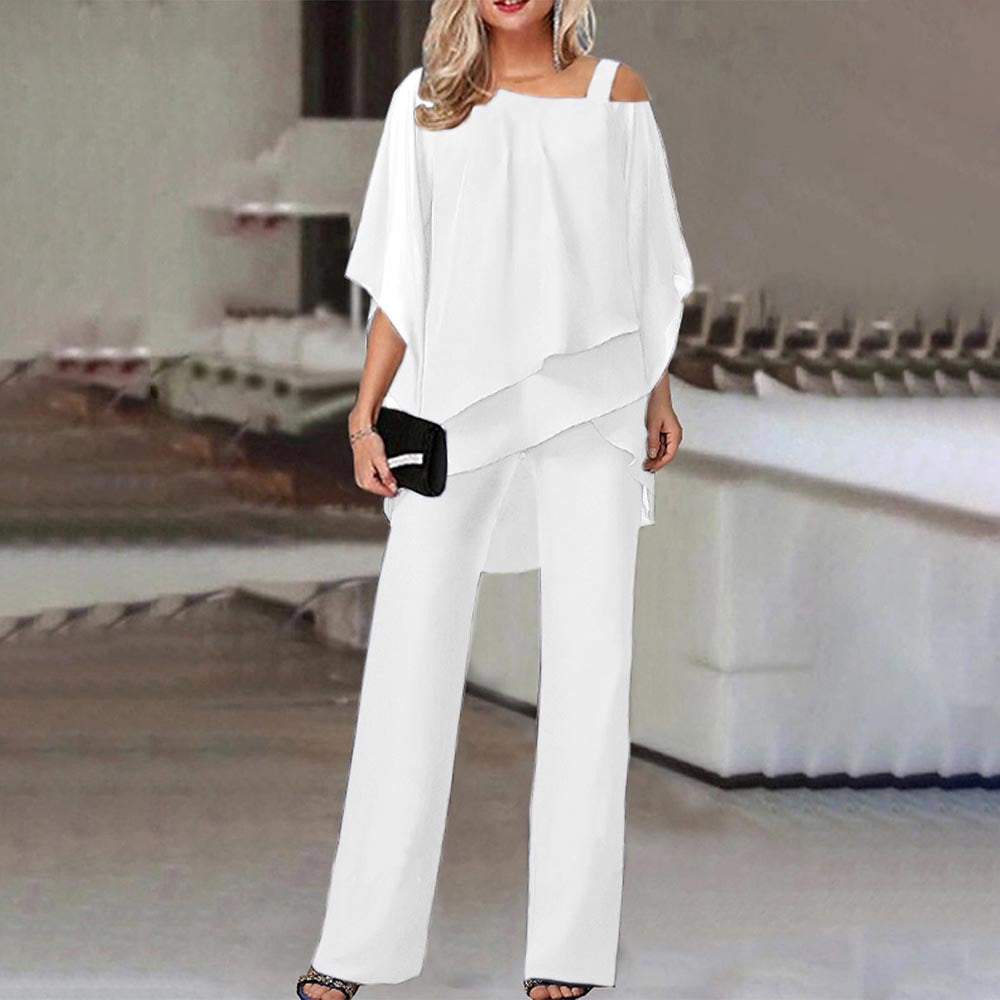 Off-Shoulder Irregular Hem Elegant Women's Two-Piece Party Set