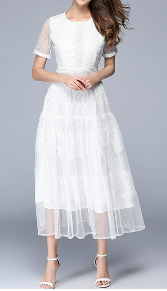 Women Elegant High Quality Half Sleeve Fashion Dress