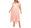 Women’s Plus Size V-Neck Ruffle Sleeve Pleated Maxi Dress – Elegant Spring/Summer Long Dress