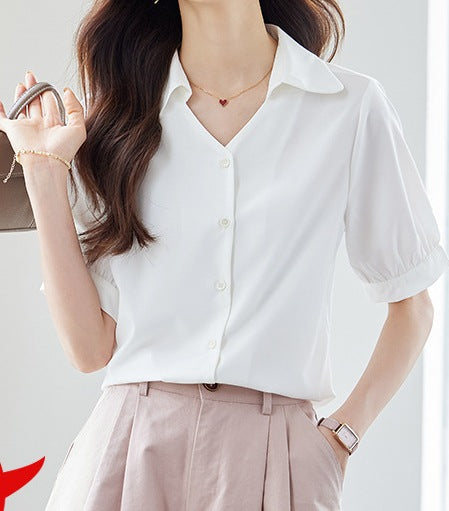 Women's Summer Casual Round Neck Work Shirt