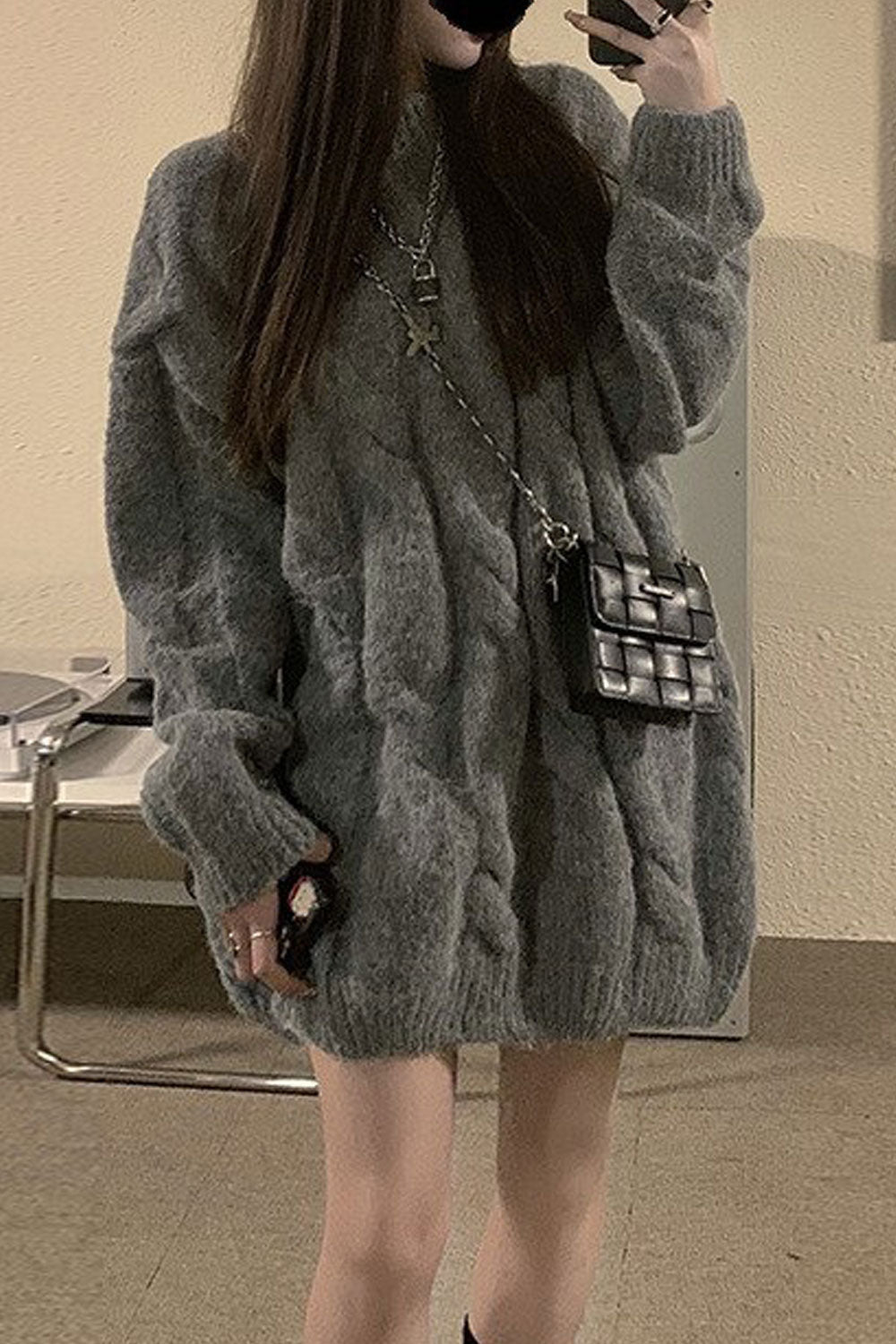 Women Pullover Knitted Long Sleeve Awesome Solid Colored Round Neck Casual Winter Sweater
