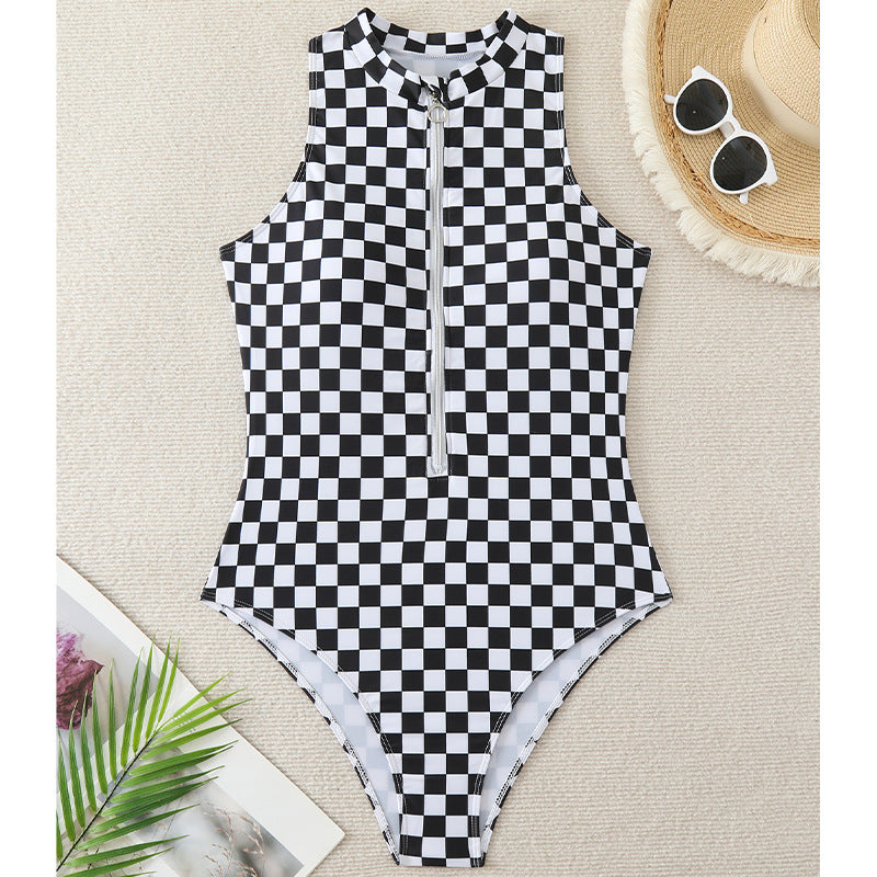 New Bikini Women's One-Piece Swimsuit with Front Zipper