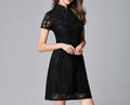 A-Line Little Black Dress – Summer New Arrival Slimming Lace Cheongsam Style Dress, Elegant and Versatile, Plus Size College Ent