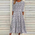 Women's Printed Round Neck Elegant Solid Color V-Neck Short Sleeve Dress