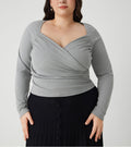 Plus Size Women’s Elegant Intellectual Style T-Shirt – Autumn & Winter High-End Fashion Temperament Top