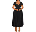 Elegant Plus Size Black Tube Top Maxi Dress – Waist-Defining Formal Gown for Women