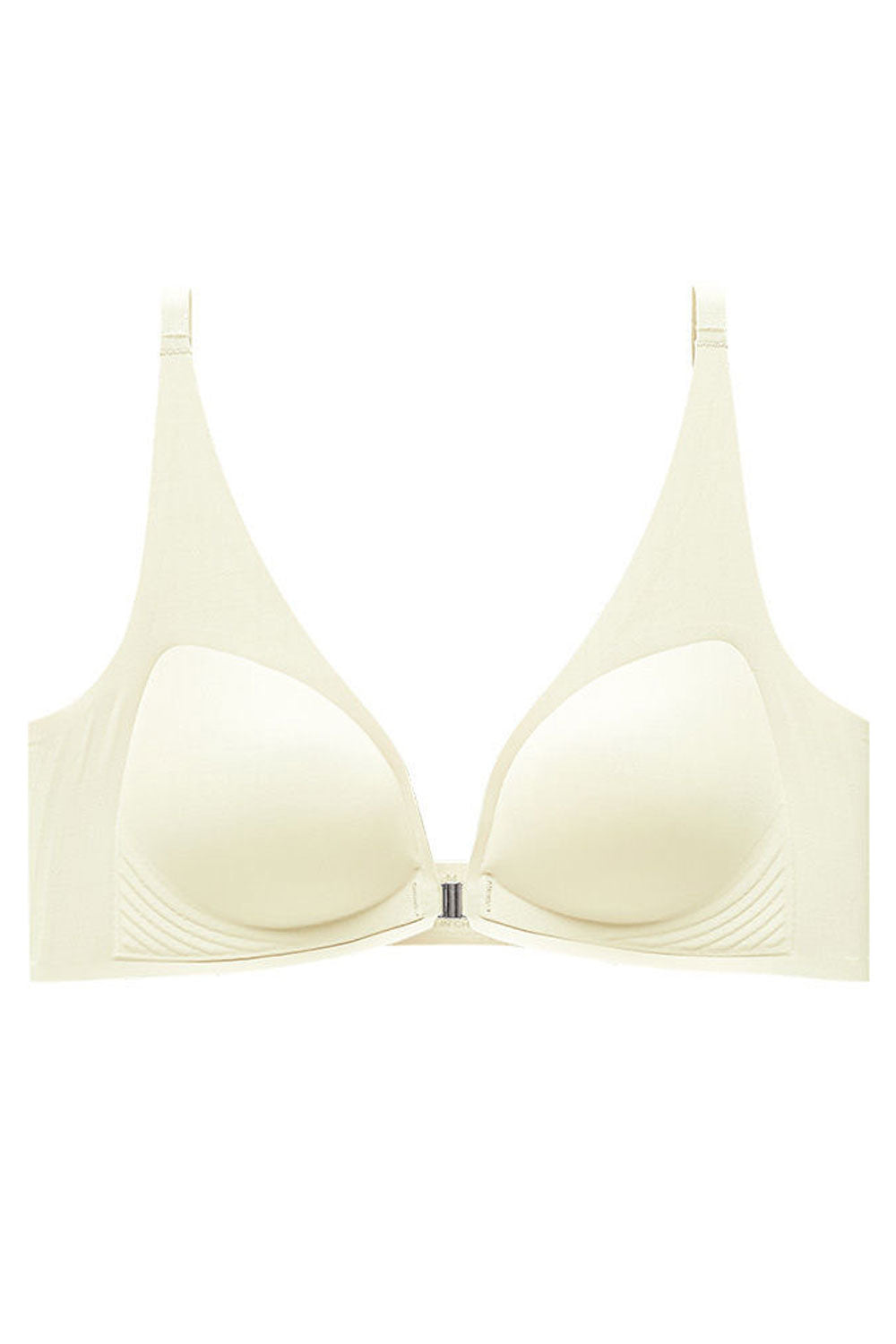 Women New Beautiful Gathered Seamless Front Buckle Fixed Shoulder Straps No Rims Thin Section Soft Jelly Bra