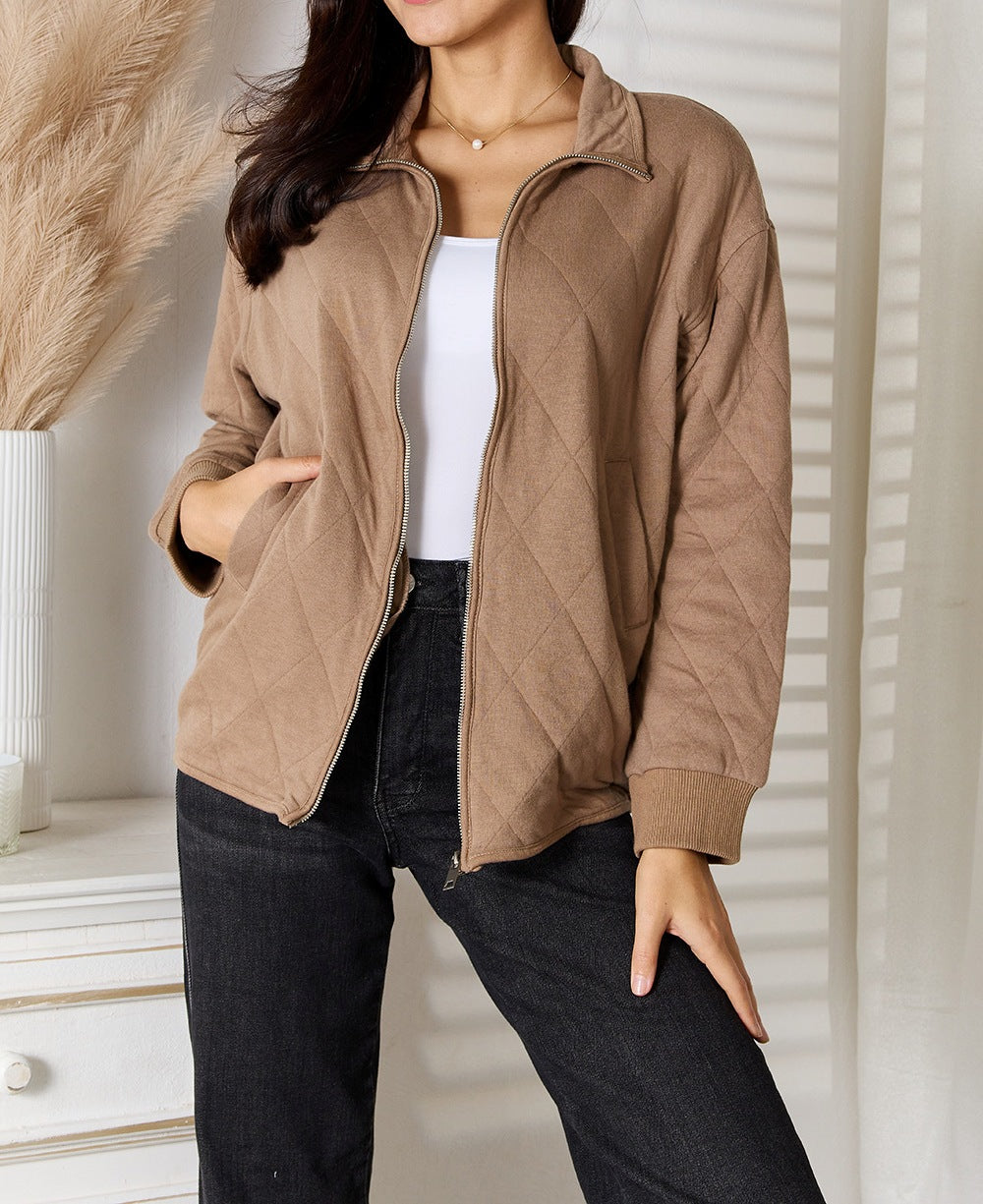 Women's Heimish Full Size Zip-Up Jacket with Pockets