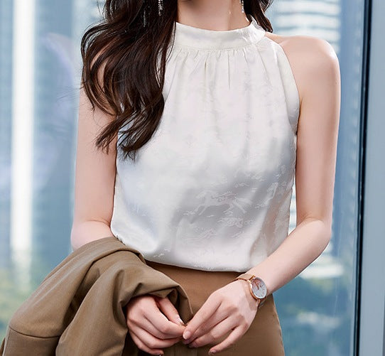 Women's Sleeveless Halter Neck Vest Top - Casual Slim Fit Summer Tank