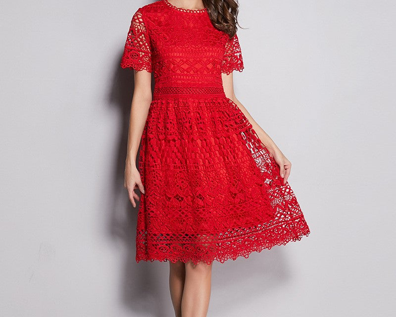 Plus Size Summer Dress – Red A-Line Casual Versatile Style, Comfortable & Flattering