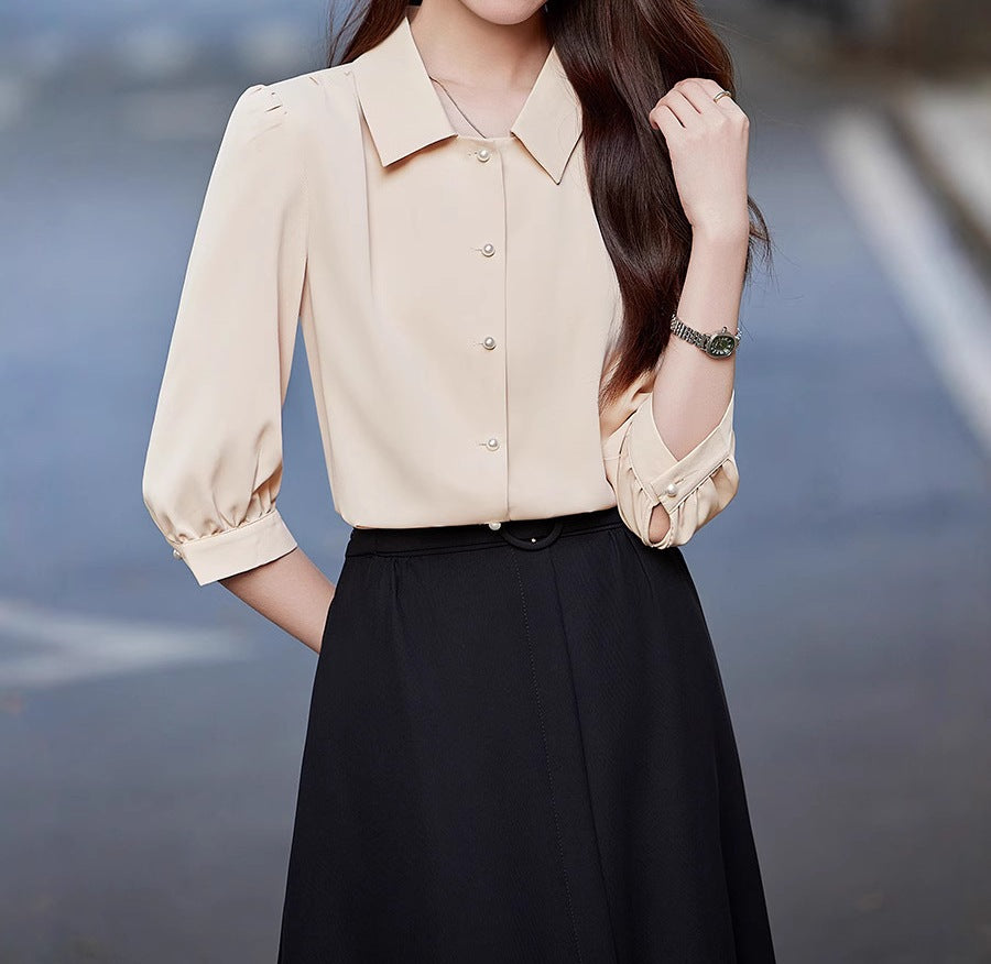 Elegant Women's Chiffon Blouse - Lightweight Summer Top with Soft Flowing Design