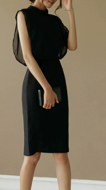 Elegant Slim Fit Round Neck Pencil Dress