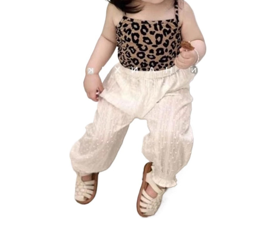 Girls' Summer Leopard Print Vest Sling Top - RAC26JP5515BATT