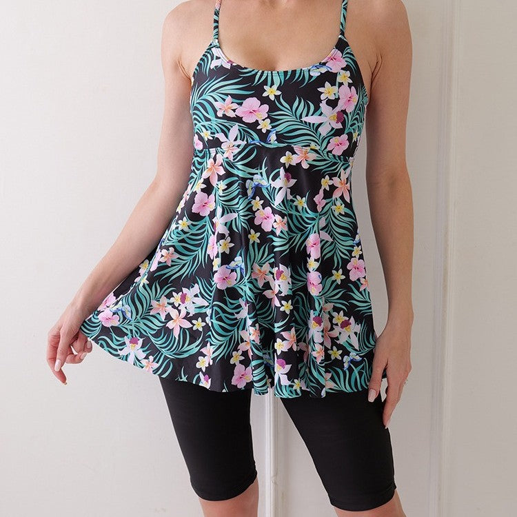 New Digital Print Slim Skirt High Waist Split Swim Tights