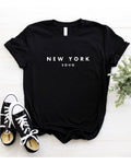 Women Comfortable Round Neck New York Letter Pattern Short Sleeve Summer Casual T-Shirt