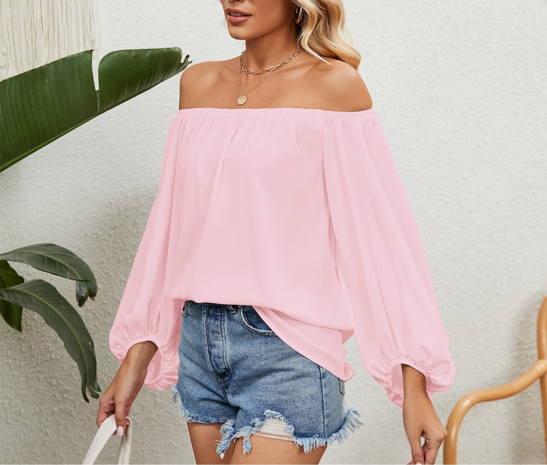 Elegant Solid Color One-Shoulder Chiffon Top - Trendy Women's Statement Blouse