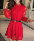 Long Sleeve Waist Fastening Dress