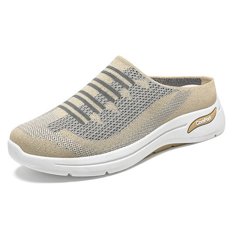 Spring & Autumn Women's Fly-Knit Slippers - Lightweight Casual Slip-On Shoes for Everyday Comfort
