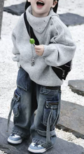 Boys Button Collar Knit Sweater