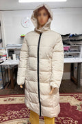 Women Baffle Styled Hooded Neck Warm Long Sleeves Front Zippered Closure & Side Slash Pocket Cozy Winter Padded Jacket