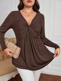 Plus Size Women’s Elegant V-Neck Knitted Sweater – Temperament Waist Slim Fit Bottoming Shirt for Commuting & Daily Wear