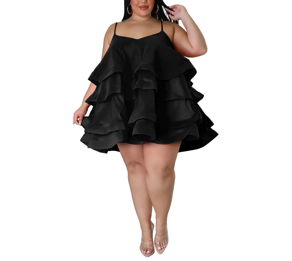 Women's Sleeveless Ruffled Dress with Adjustable Shoulder Straps – Summer Casual Flowy Sundress