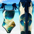 Women’s One-Piece Swimsuit with Mesh Long Skirt – 2-Piece Beach Set