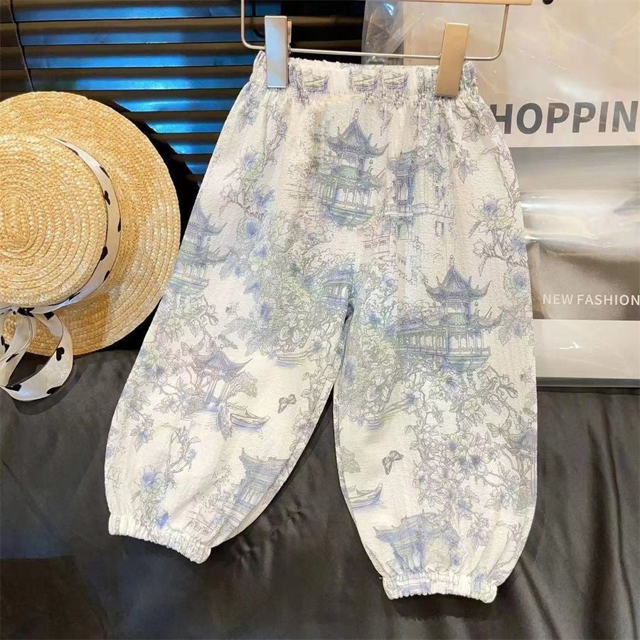 Girls’ Summer Casual Floral Lantern Pants - RAC26JP5428BATB