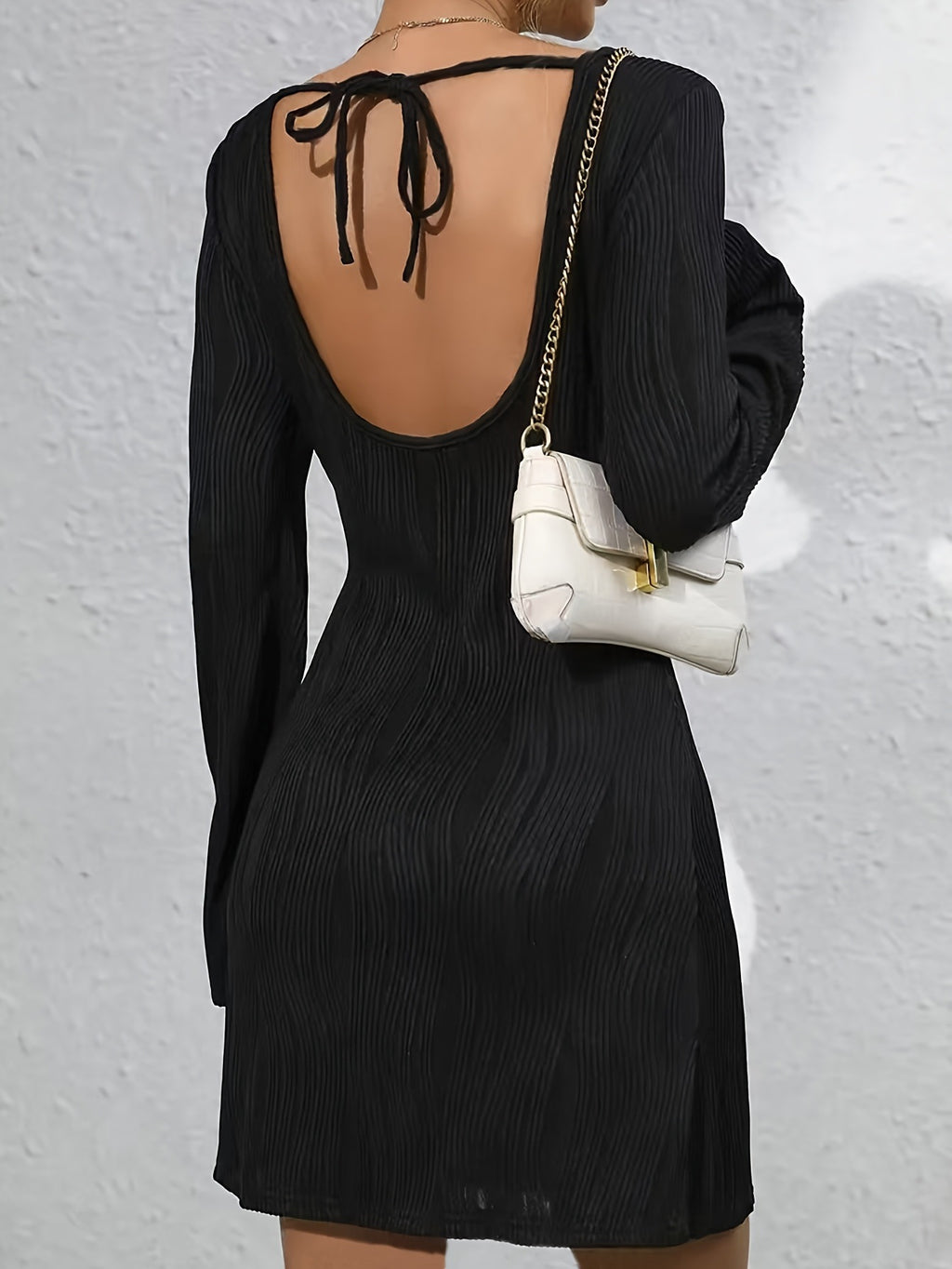 Women's Autumn Backless Lace-Up Elegant Long Dress - Simple Fashion Design for Casual, Party, Evening & Holiday Wear