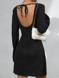 Women's Autumn Backless Lace-Up Elegant Long Dress - Simple Fashion Design for Casual, Party, Evening & Holiday Wear