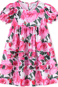 Kids Girls Comfortable Floral Design Zipper Dress