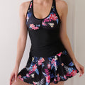 Women's Printed Color Block Tankini Split Swimsuit