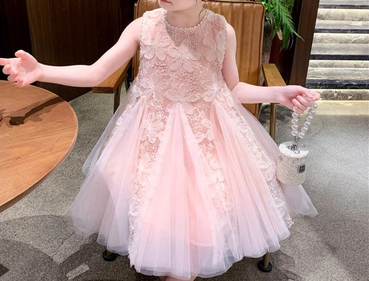 Summer Sleeveless Birthday Party Dress for Little Girls - RAC25JP3280GDRESS