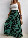 Women's Plus Size Summer Printed Wide Leg Pants