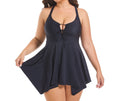 Plus Size Women’s Solid Color Skirted Swimsuit - RAC25JP2601WPSW