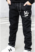 Kids Boys New Fashion Full Length High Waist Elastic Belt Solid Color VS Letters Pattern Sports,Trendy Thicken Outerwear Casual