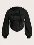 Plus Size Women's Trendy Faux Two-Piece Sweatshirt – Autumn & Winter Long Sleeve Casual Top