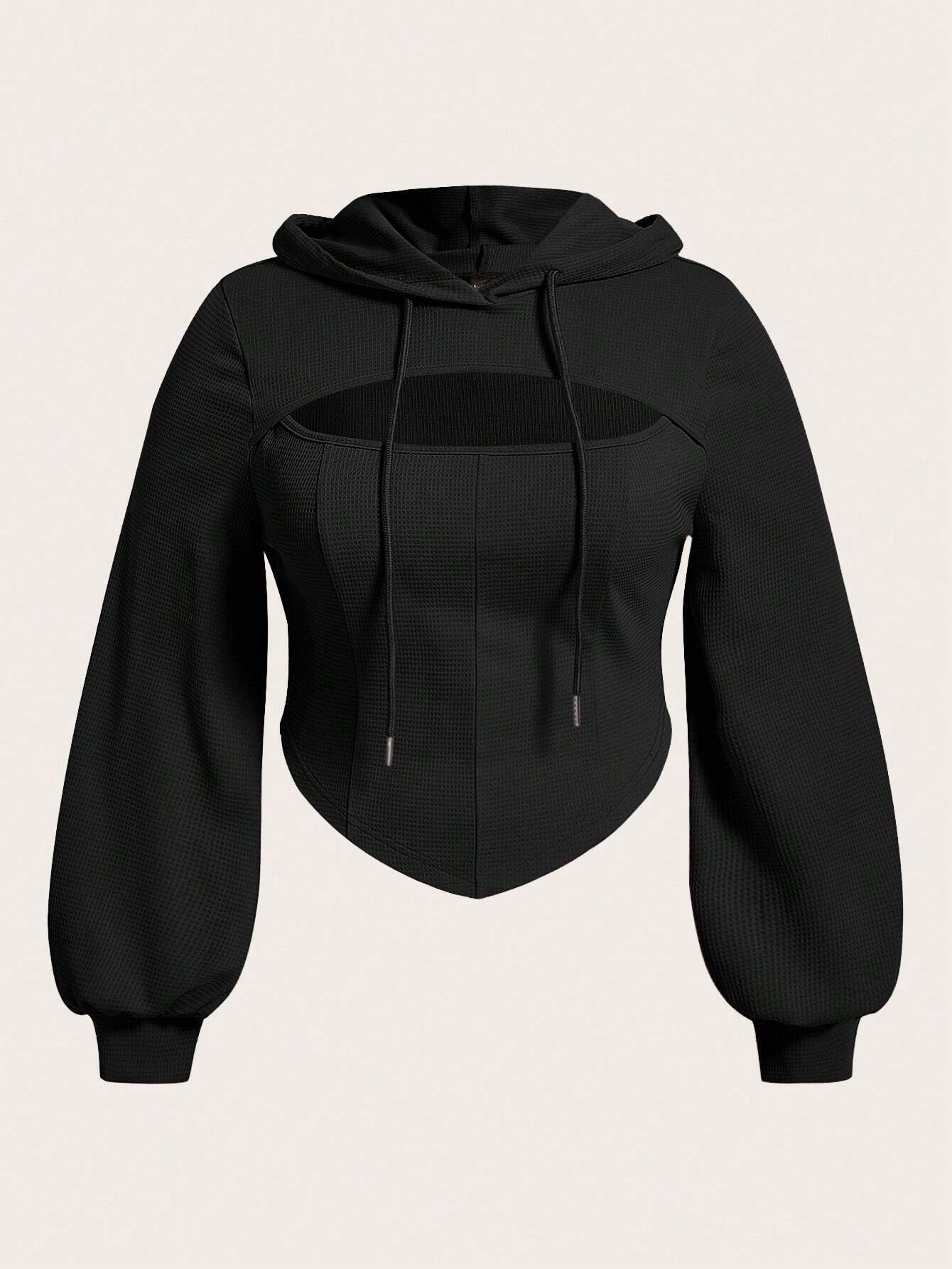 Plus Size Women's Trendy Faux Two-Piece Sweatshirt – Autumn & Winter Long Sleeve Casual Top