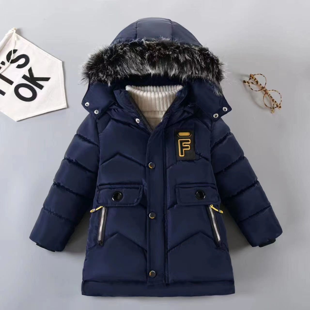 Winter New Style Kids’ Thick Cotton Coat | Warm Plush Down-Style Jacket - RAC25JP3265GOW